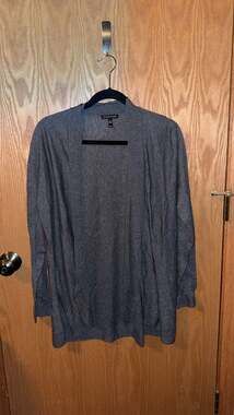 Eileen Fisher Gray Tencel Merino Alpaca Blend Open Front Cardigan Size M